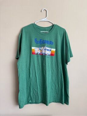 Foo Fighters Green Graphic Tee with Retro RV Print